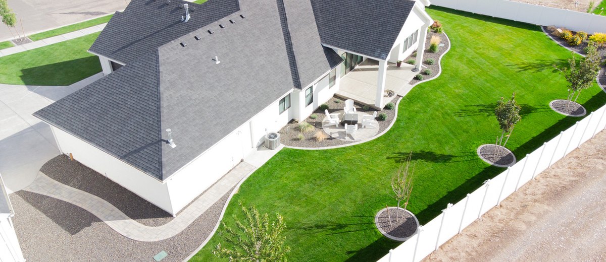 Aerial view of B&K landscape work