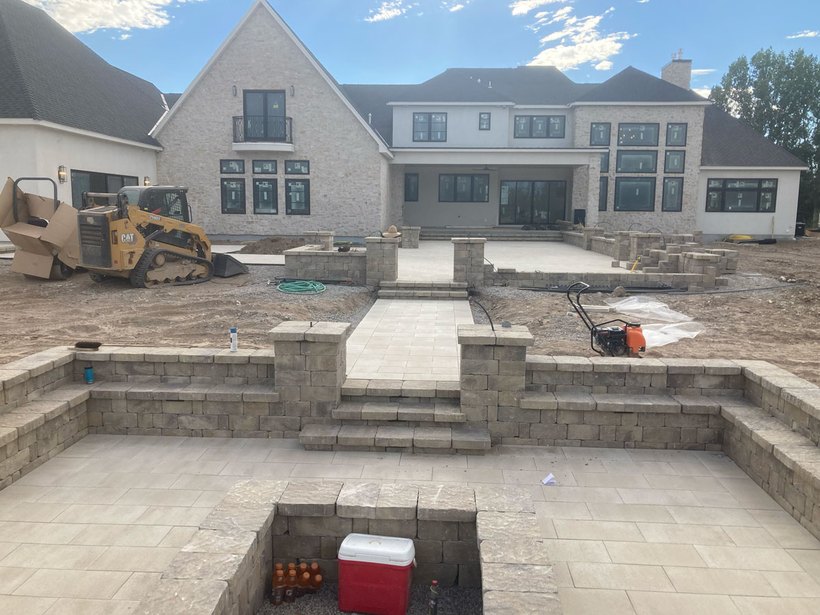 Hardscape patio build in progress